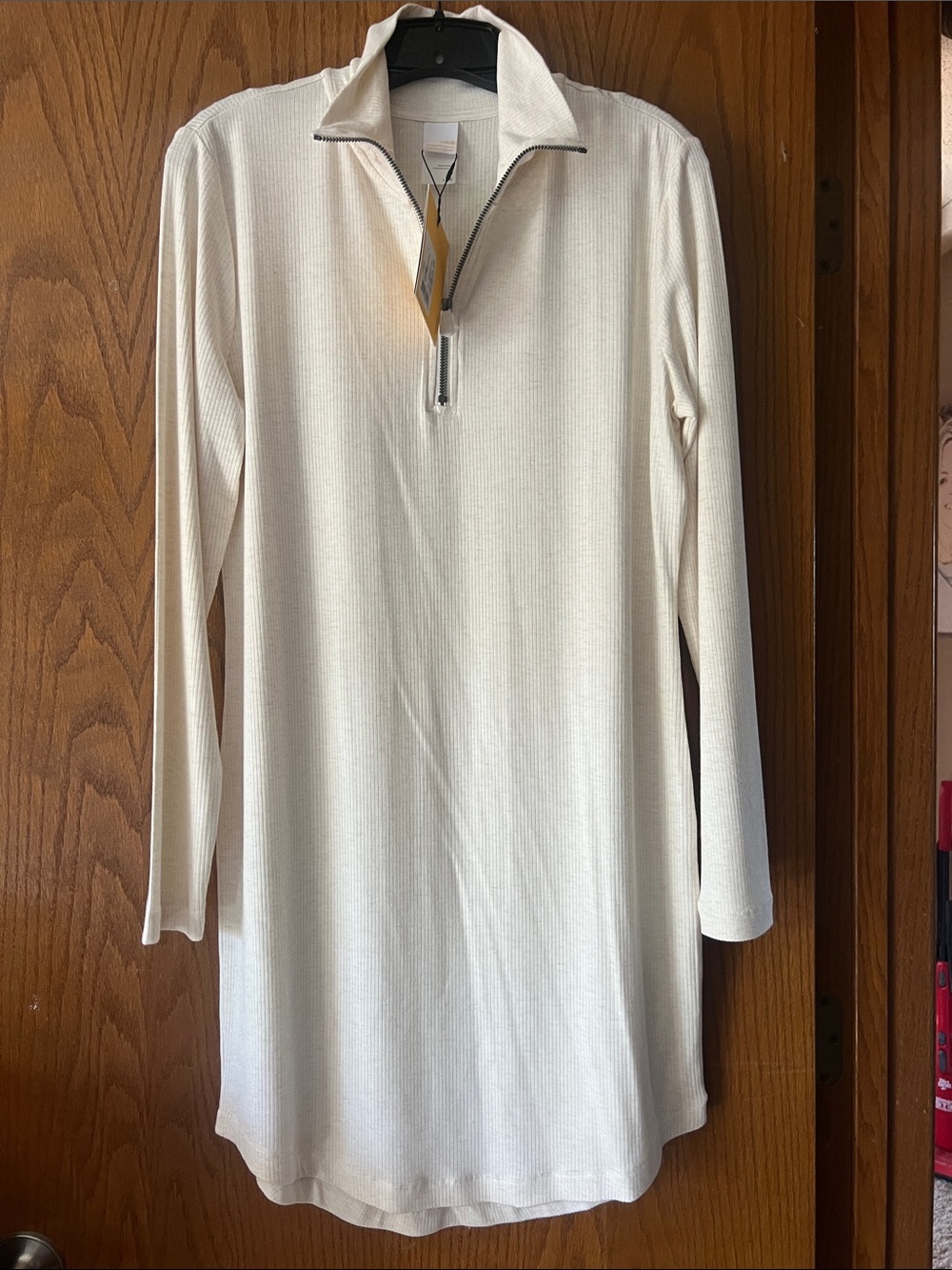 Lole Villeray IVORY Long-Sleeve Half-Zip Knit Dress NWT